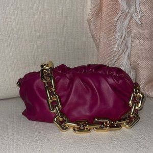 NWT Authentic Bottega Veneta Chain Pouch Clutch Shoulder Bag Cinnabar/Gold